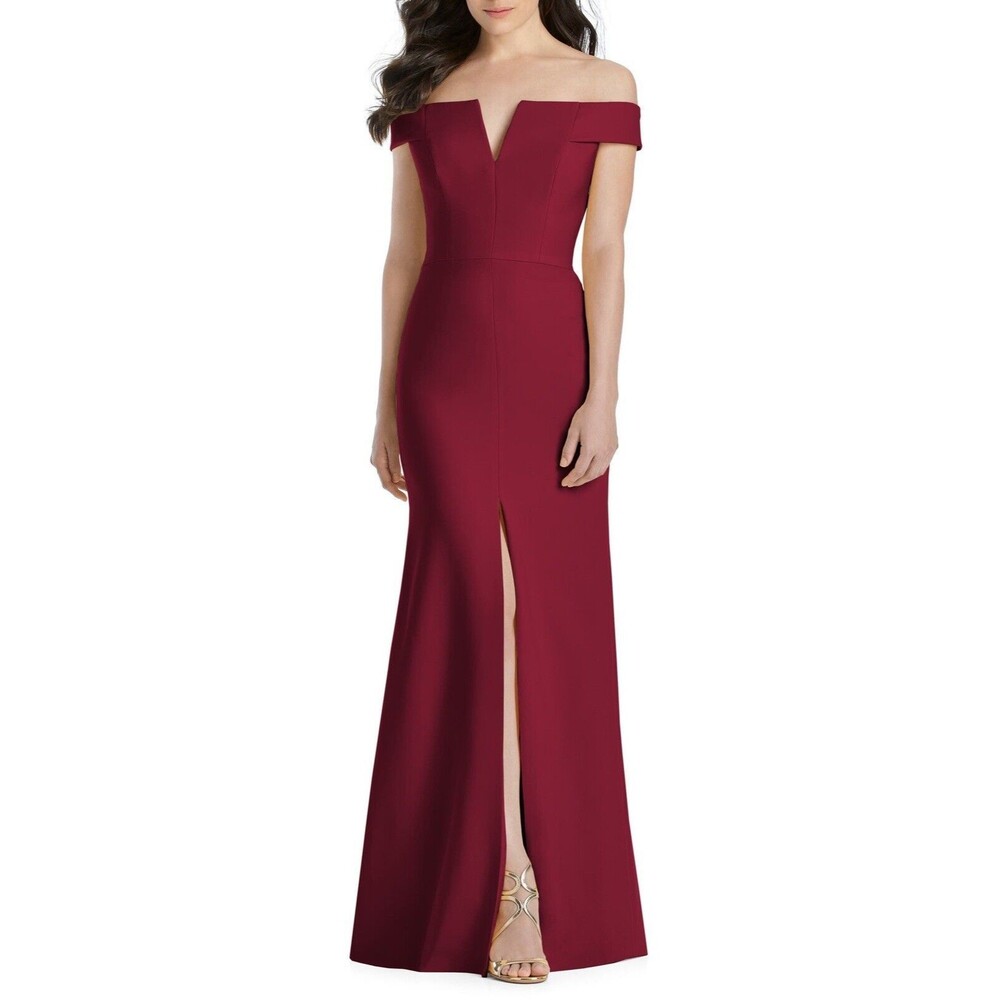 Dessy Collection Burgundy Crepe Gown Size 2 NWT